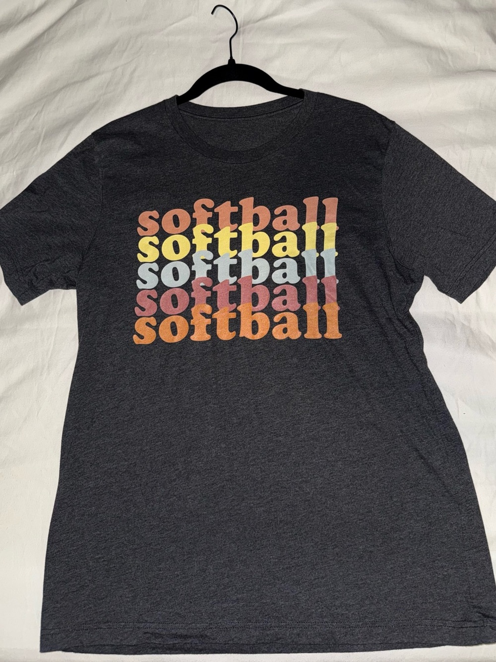 Charcoal 'Softball' Graphic Tee - Retro Stacked Print